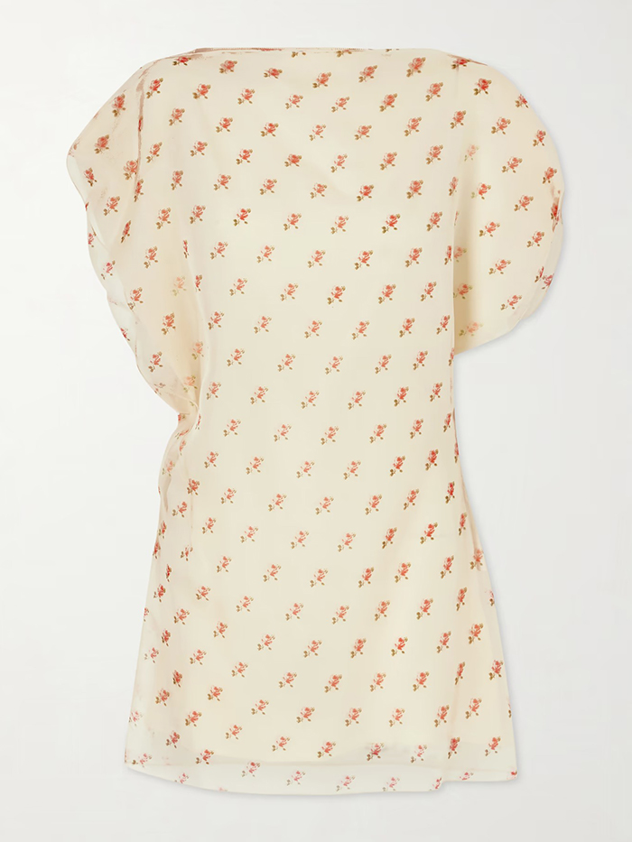 KHAITE, Erin Floral-Print Silk-Organza Mini Dress