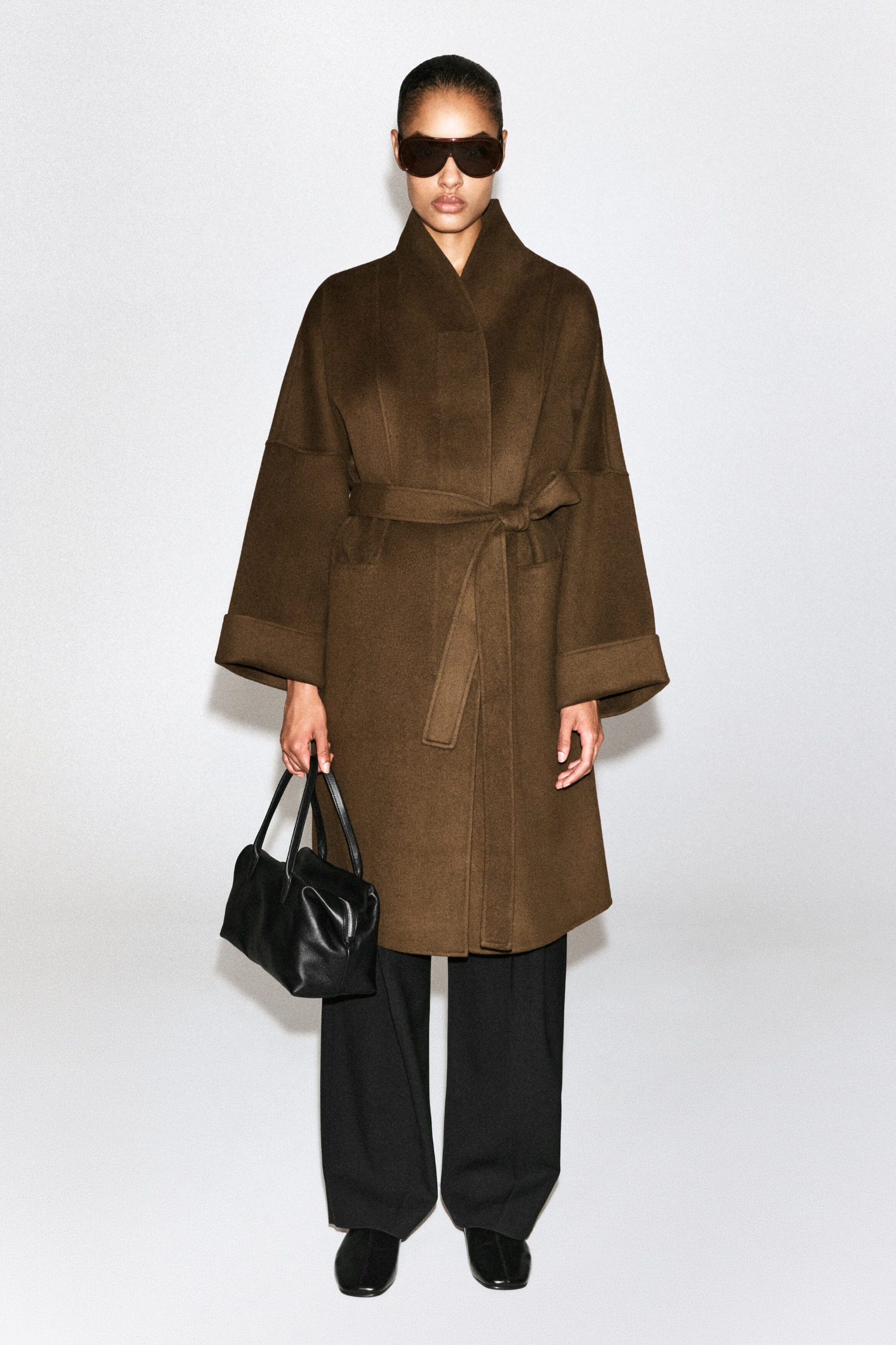 Oversized Double-Faced Wool Shawl Coat