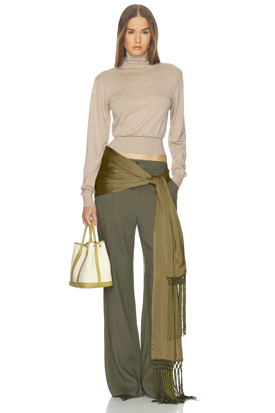 Helsa Satin Scarf Tie With Tassels