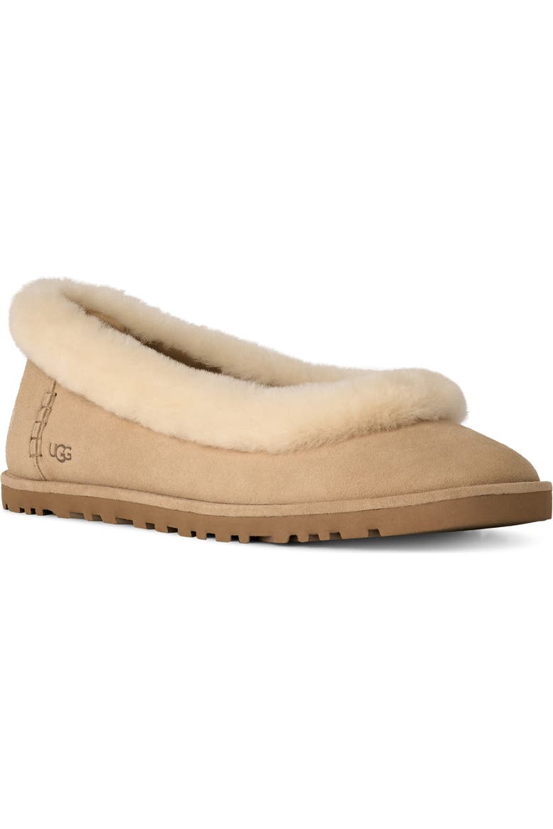 Zora Genuine Shearling Trim Ballet Flat