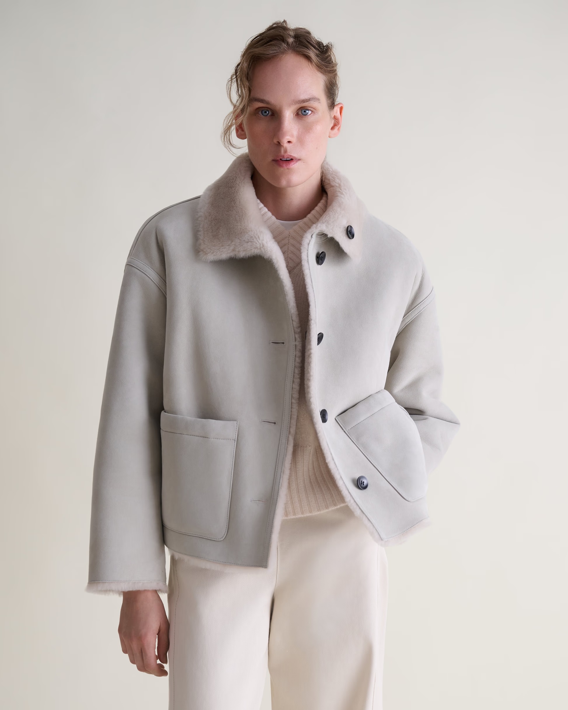 Rise & Fall, Women's Reversible Shearling Funnel Neck Jacket