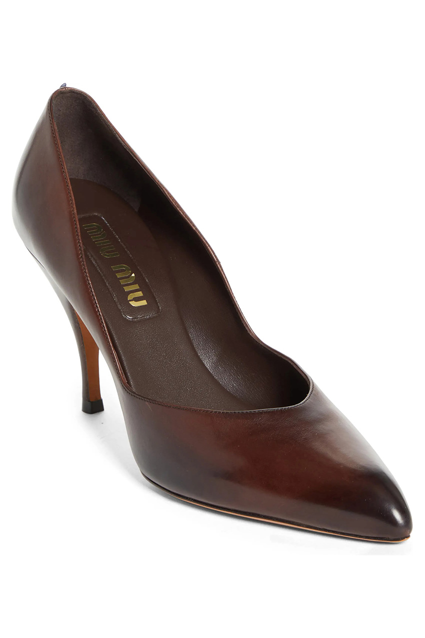 Waxed Calfskin Pointy Toe Pump