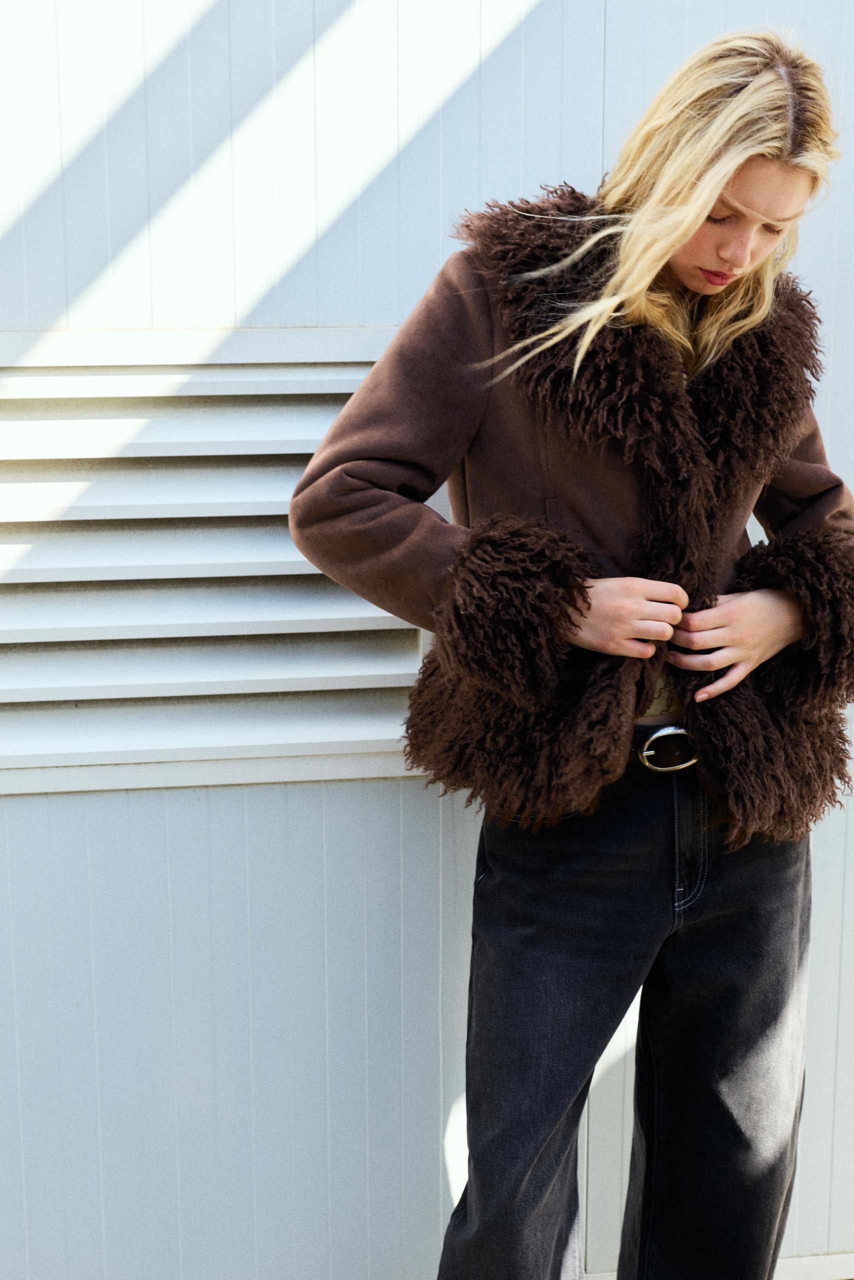 Fitted Faux Suede Jacket