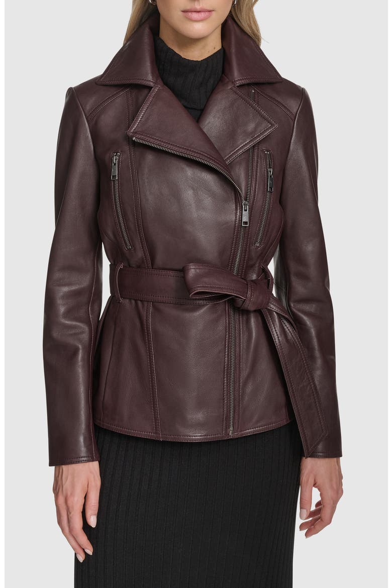 Violet Leather Trench Jacket