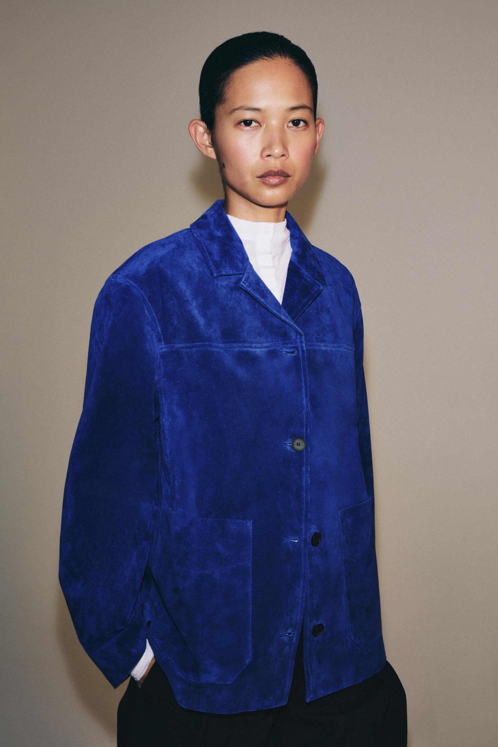100% Leather Zw Collection Jacket - Blue - Xs