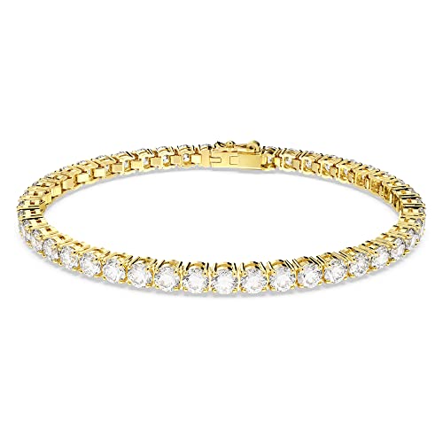 Swarovski Matrix Tennis Bracelet, Round Cut, White, Gold-Tone Plated, S