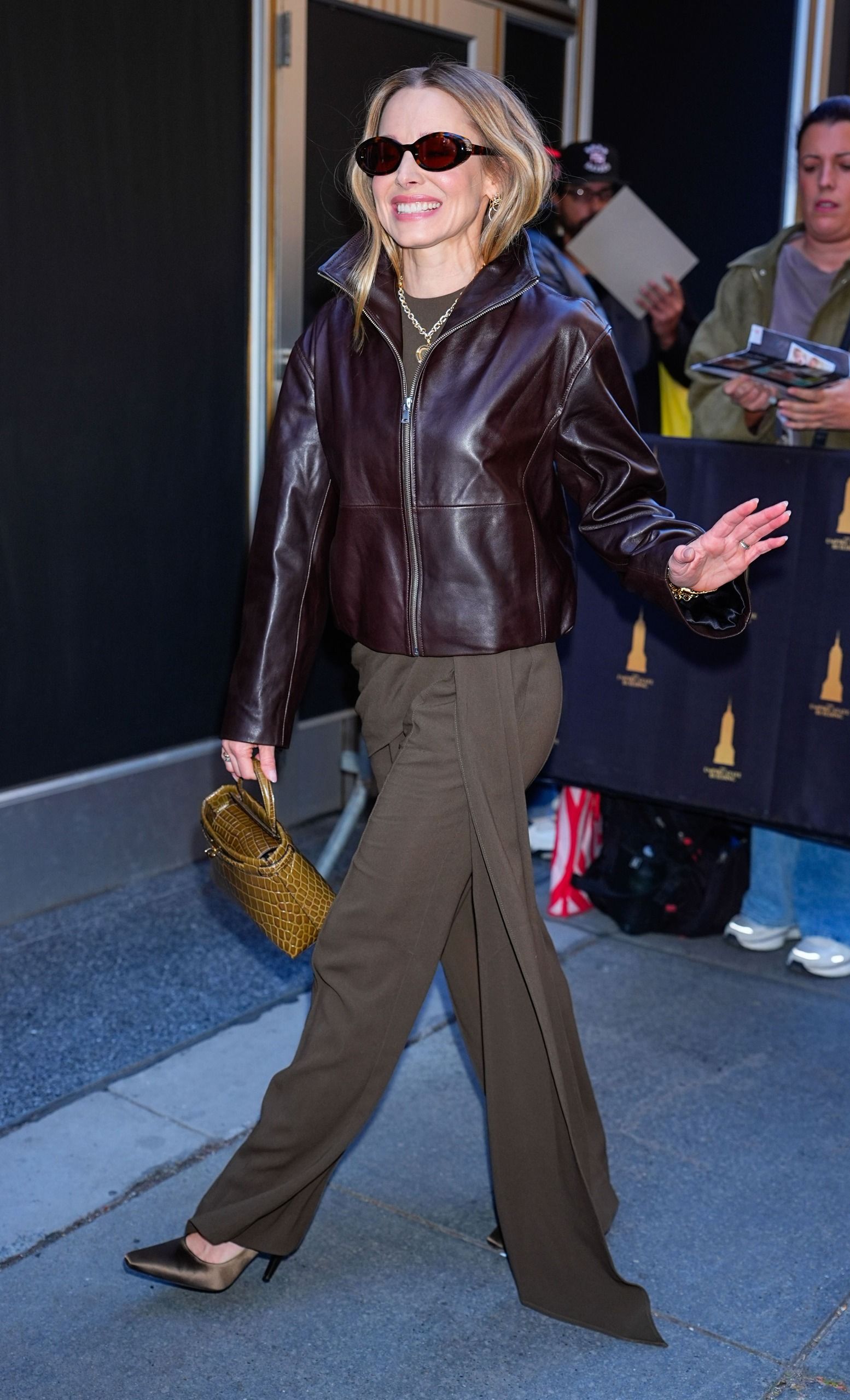 Kristen Bell is seen arriving at the Empire State Building on October 22, 2026 in New York City.
