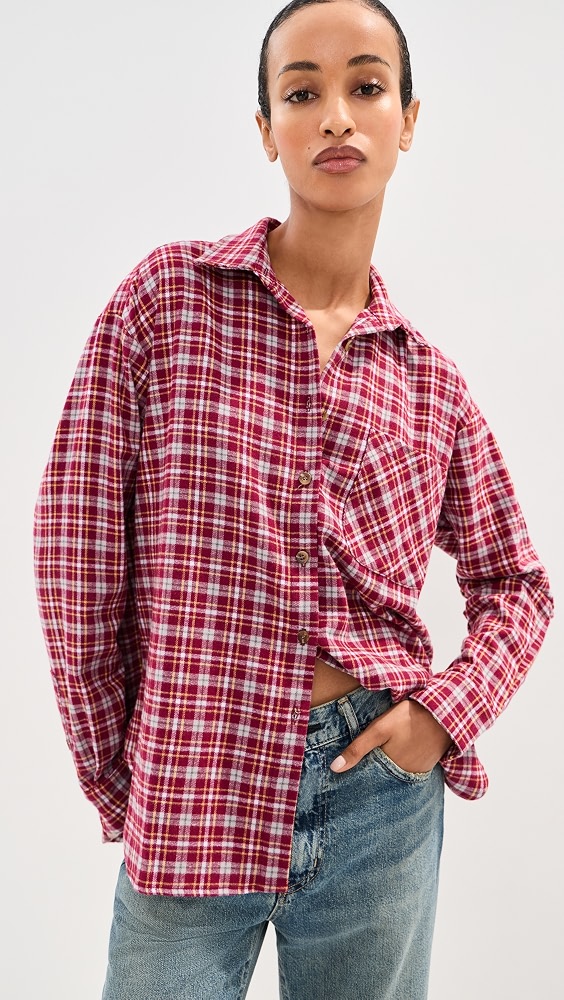 Winnie Button Down Flannel - Navy Plaid
