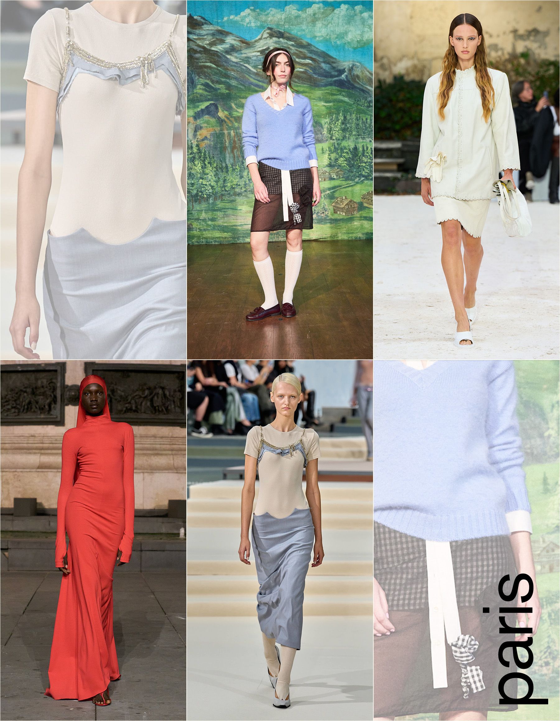 Collage of Paris Fashion Week spring/summer 2027 runway models.