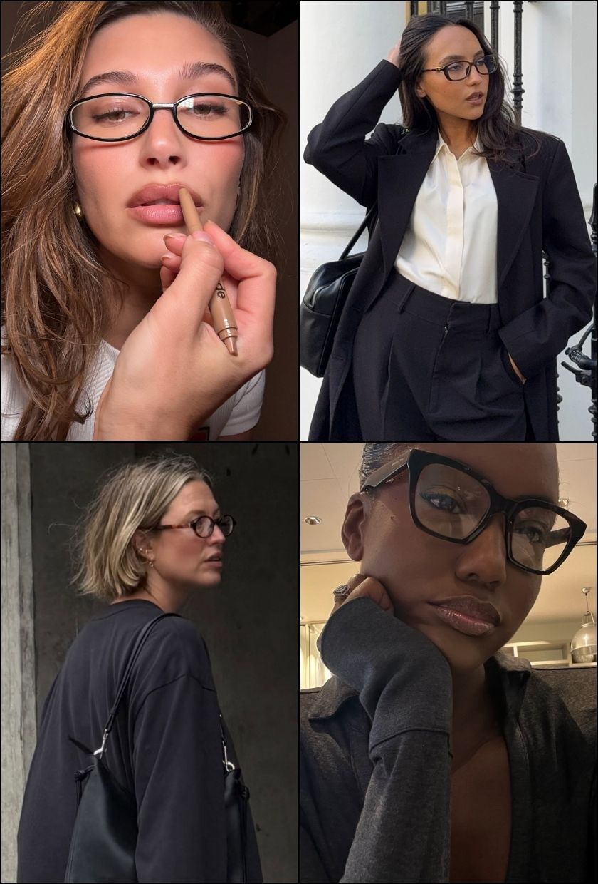 @haileybieber, @ingridedvinsen, @alexisforeman and @melissareannejohnson showing hairstyles worn with glasses