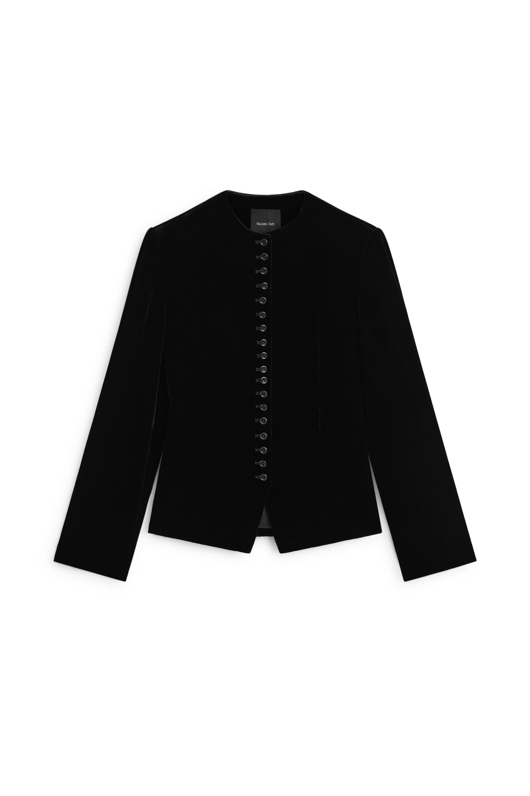 Velvet Blazer With Button Detail