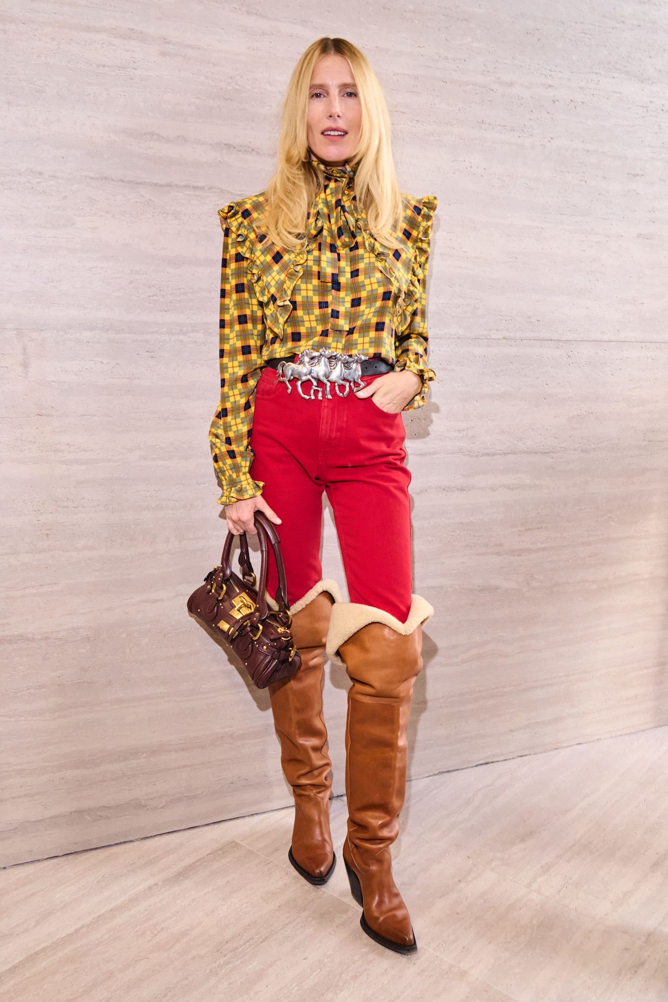 Dree Hemingway arrives at the Chloé spring/summer 2027 runway during Paris Fashion Week
