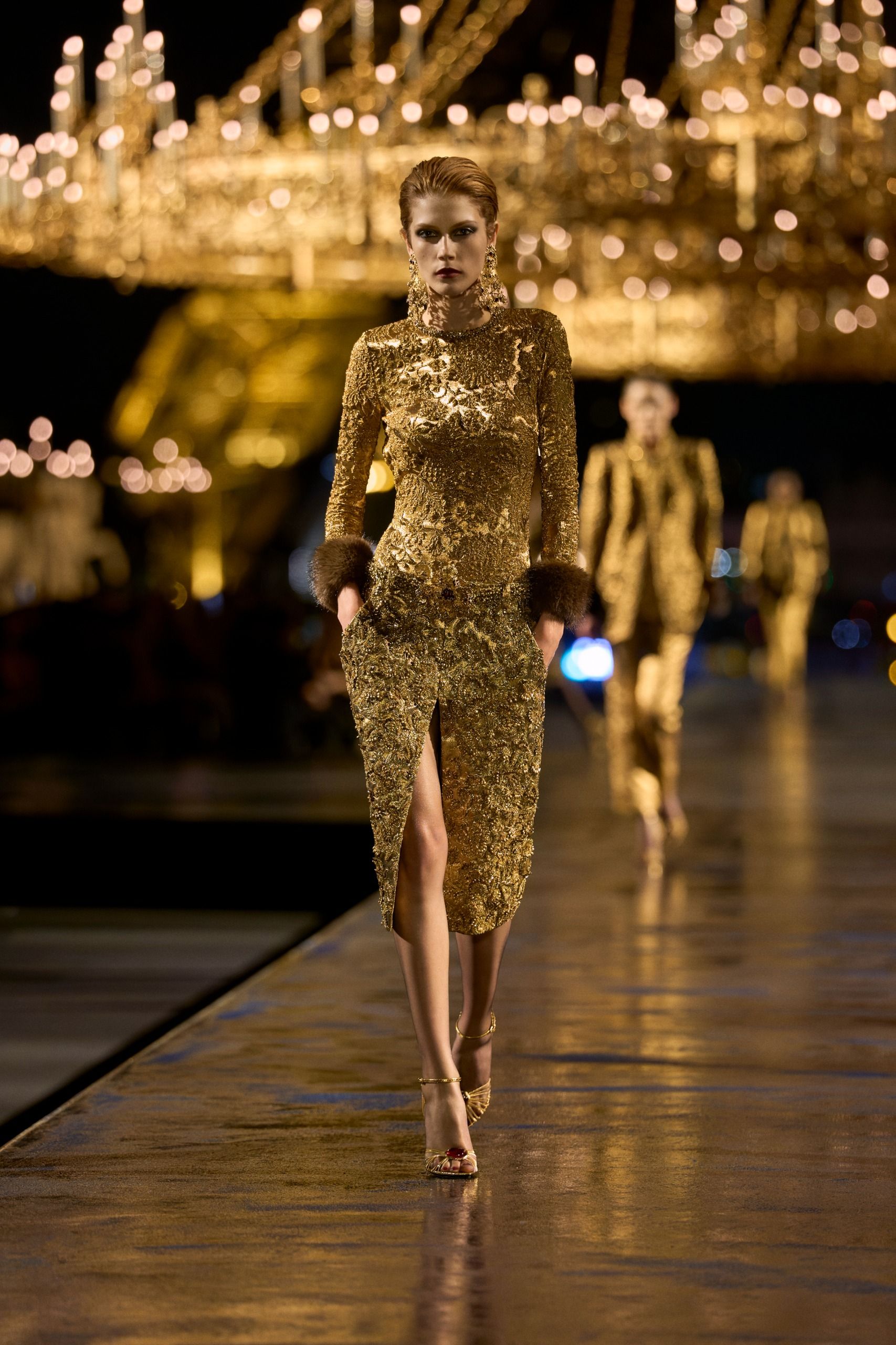 models walking the runway at the Saint Laurent spring/summer 2027 show during Paris Fashion Week
