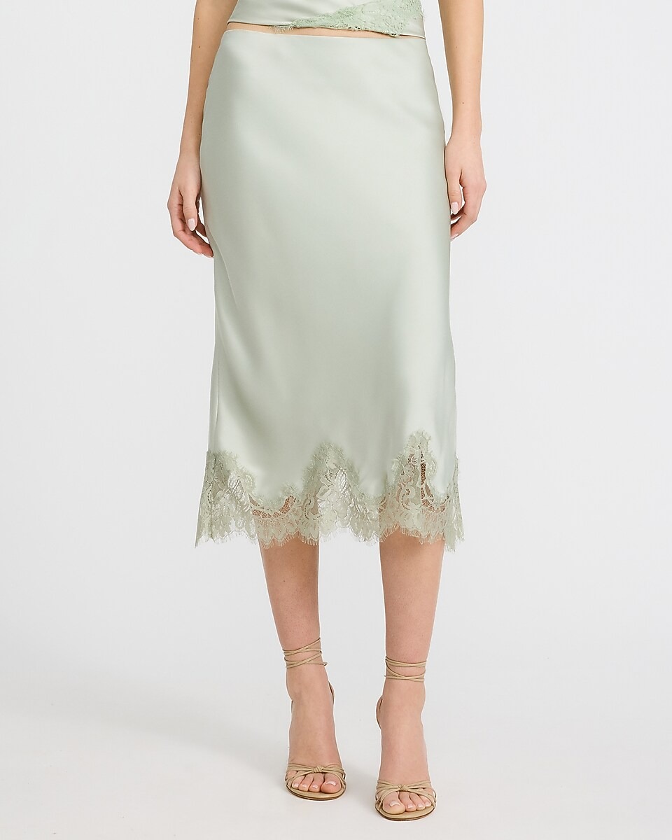 Express, Satin Lace Midi Slip Skirt
