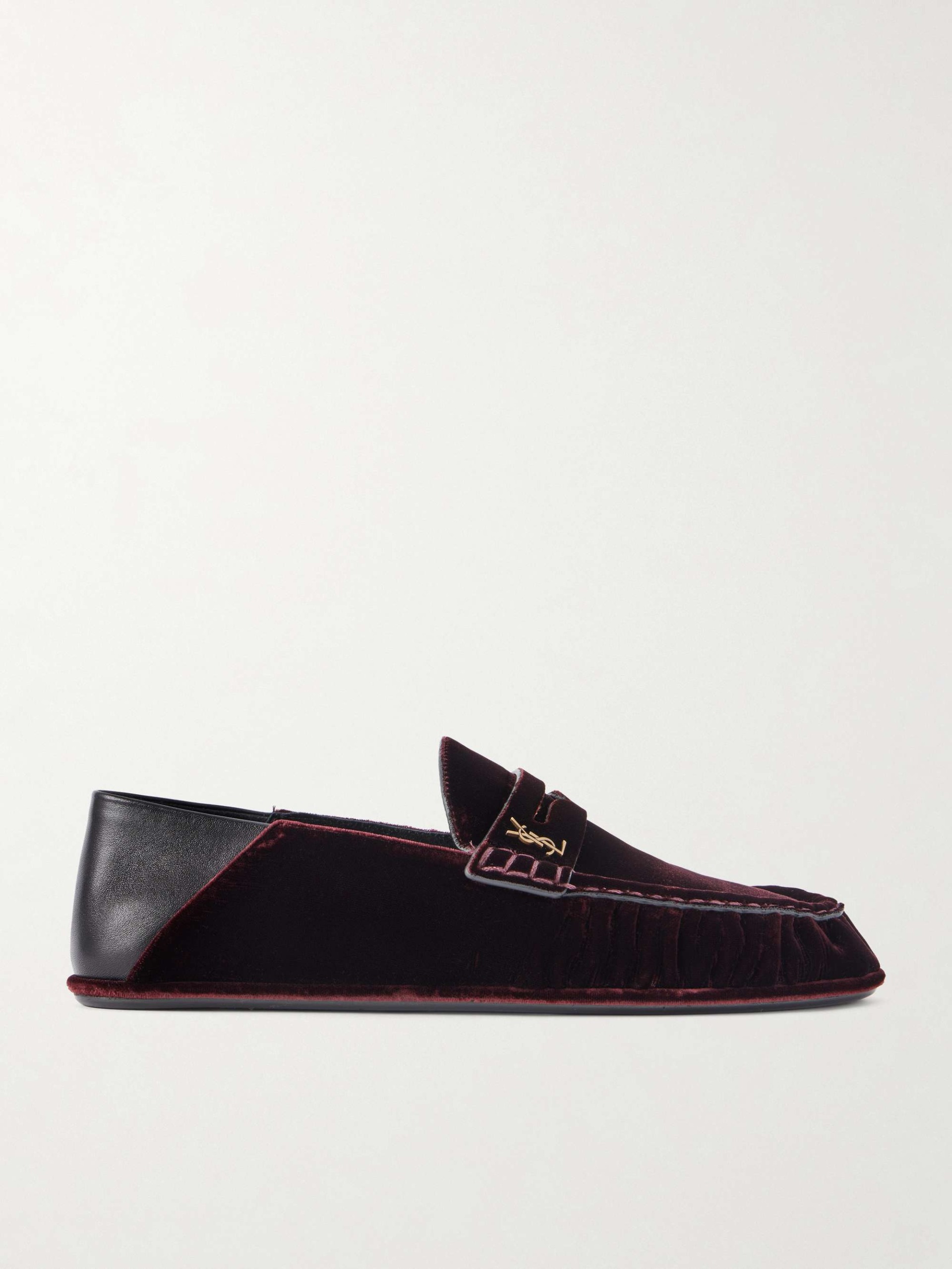 Le Loafer Cassandre-Embellished Collapsible-Heel Leather-Trimmed Velvet Loafers