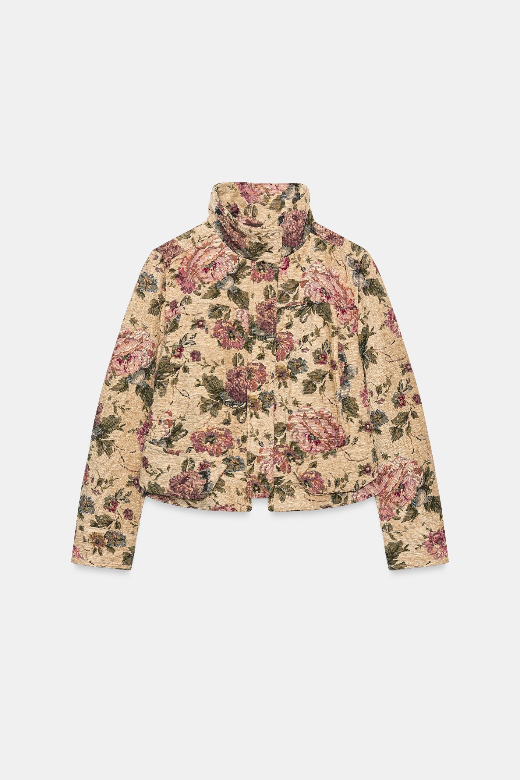 Zw Collection Floral Jacket - Ecru / Beige - Xs