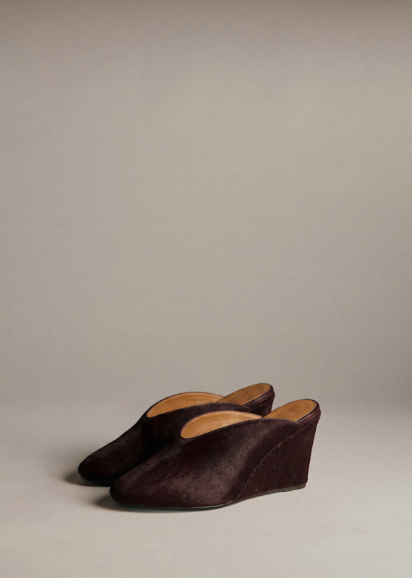 High Olivia Mules - Aubergine Pony Hair - Bovine Leather - Sézane