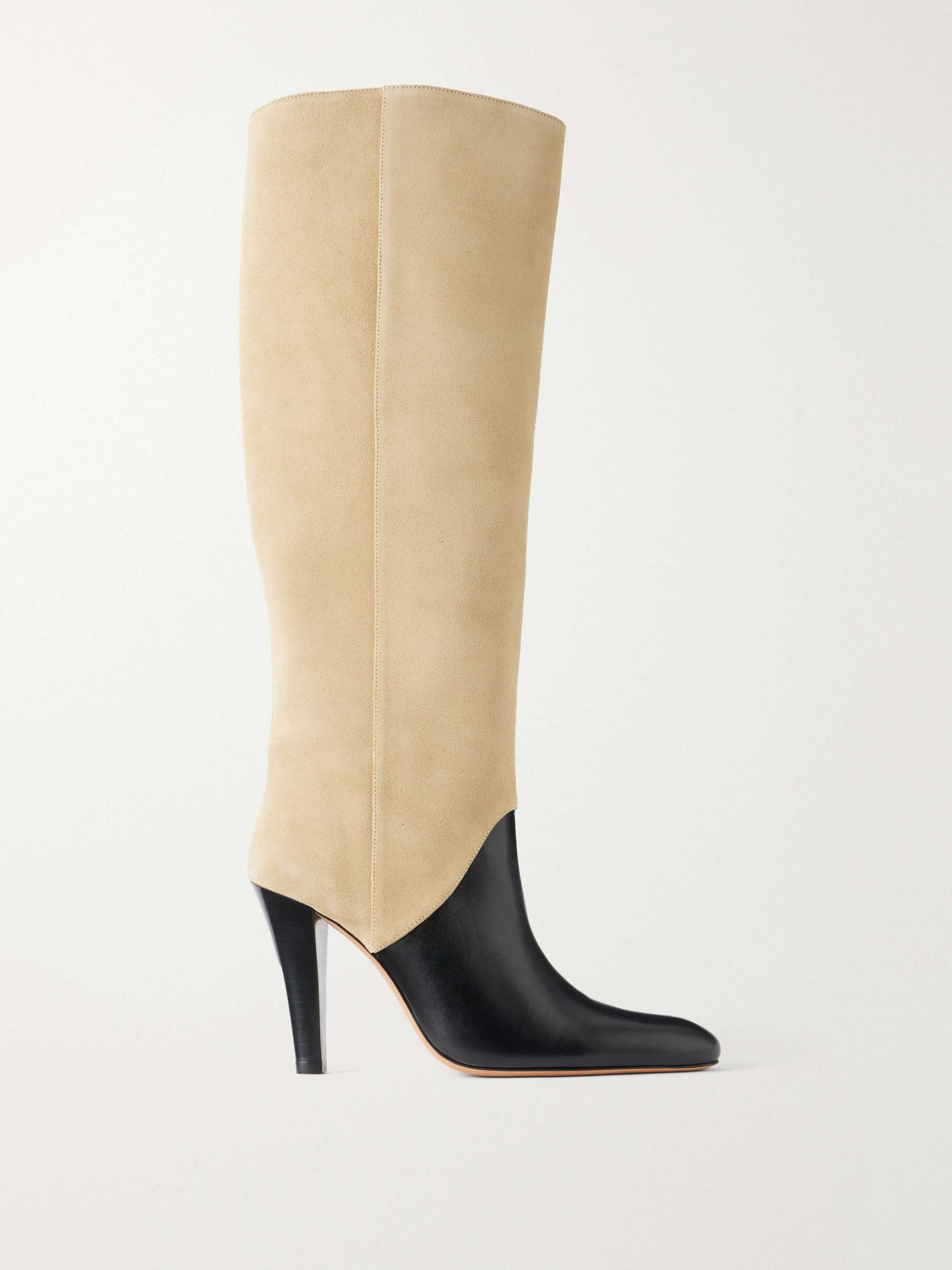 Edita 100 Two-Tone Leather and Suede Knee Boots