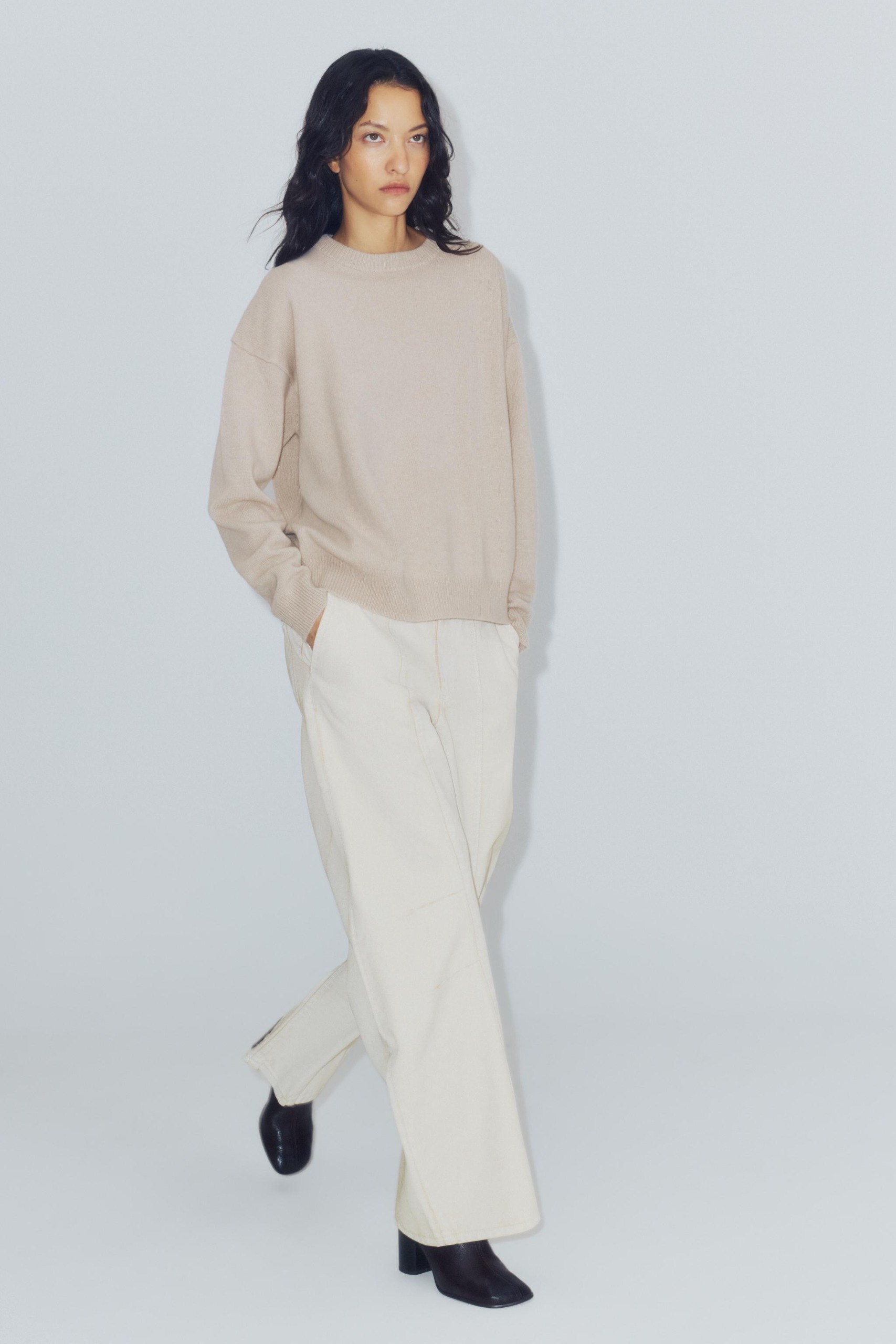 Basic Cashmere and Wool Jumper - Ice - S