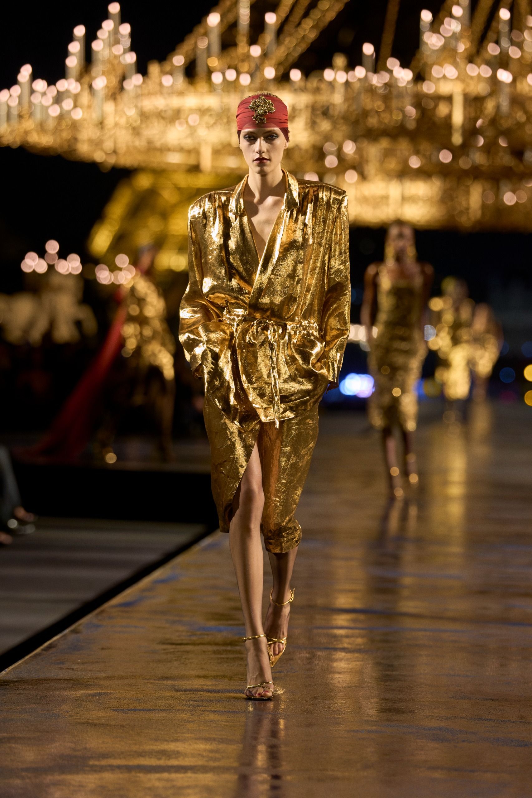 models walking the runway at the Saint Laurent spring/summer 2027 show during Paris Fashion Week