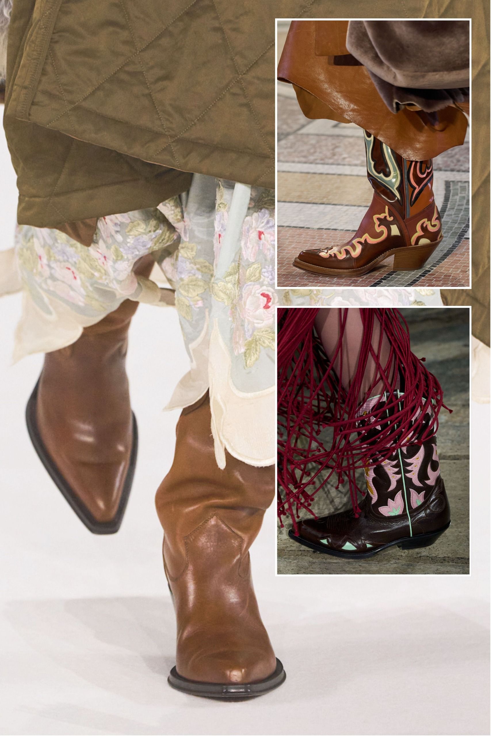 A selection of cowboy boots, as seen on the autumn/winter 2026 runways in New York, London, Milan and Paris