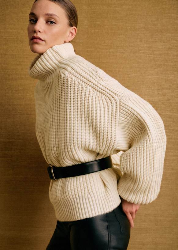 Léonard Jumper - Ecru - Merino Wool - Sézane