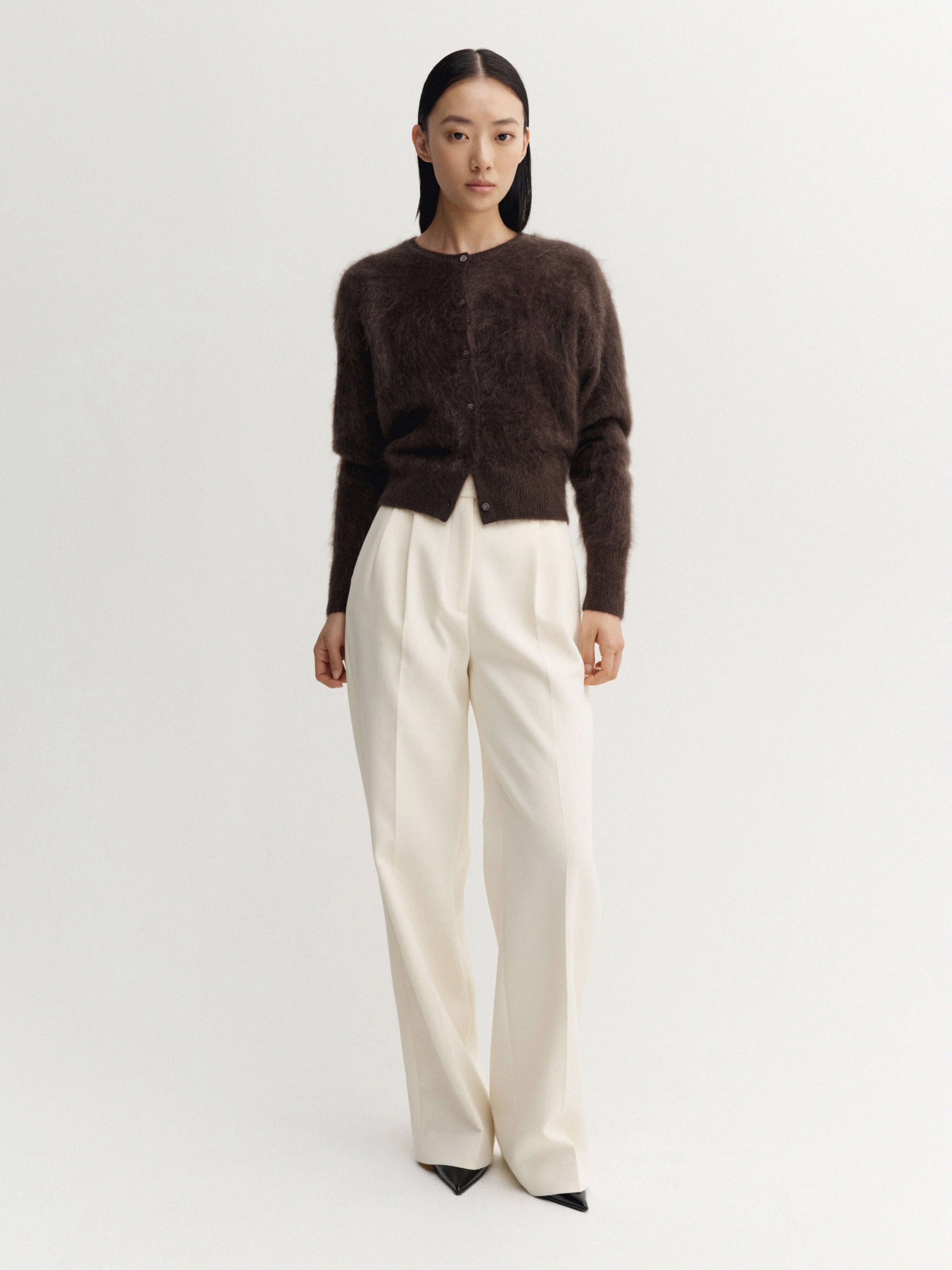 Coco Brushed Cardigan, Chocolate - Xs