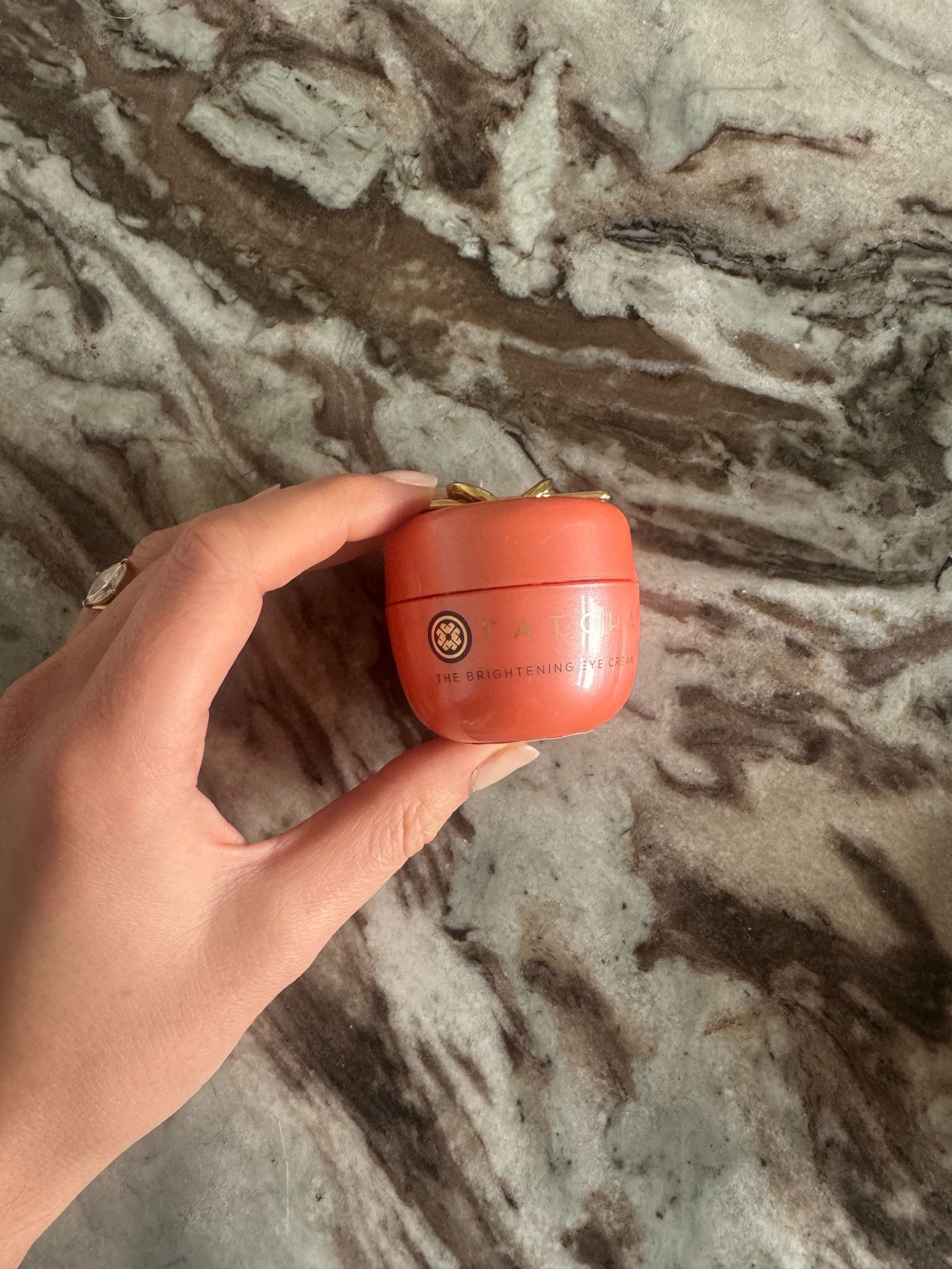 Eleanor holding the tatcha the brightening eye cream