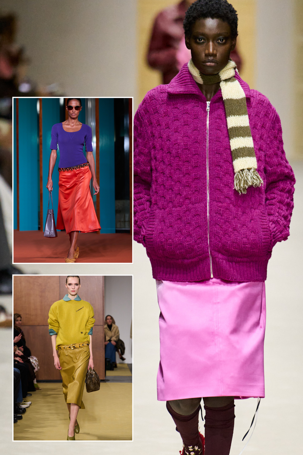 An image of the colourful knitwear trend on the runway